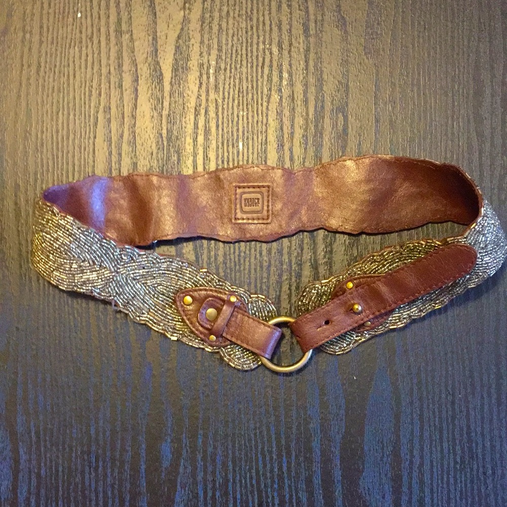 Jasper & Jeera beaded leather belt size M
